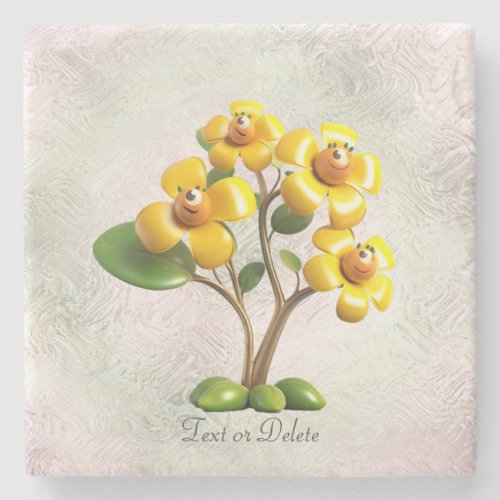 Yellow Flower Stone Coaster