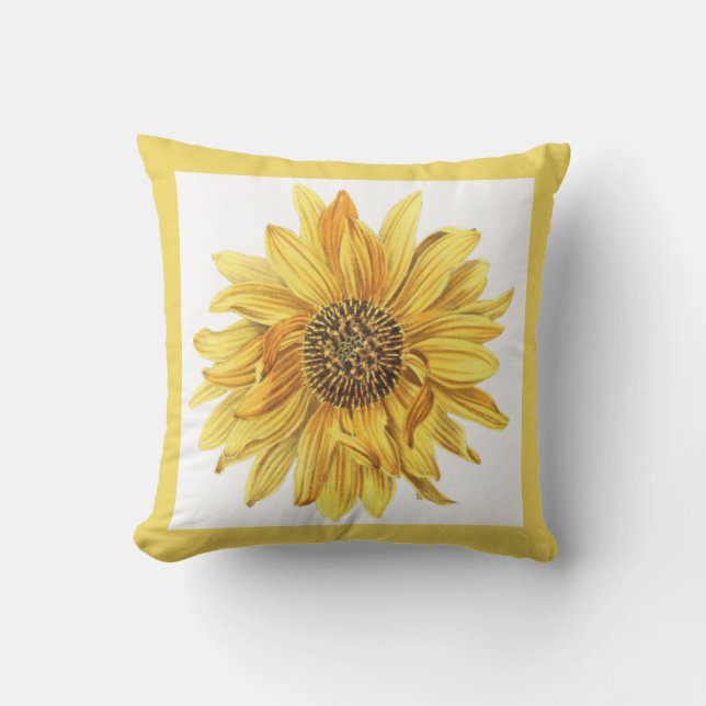 Yellow Flower / Sunflower Patio Outdoor Pillow (Front)