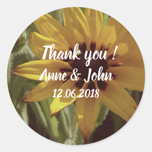 Yellow flower, Thank you Sticker (Front)
