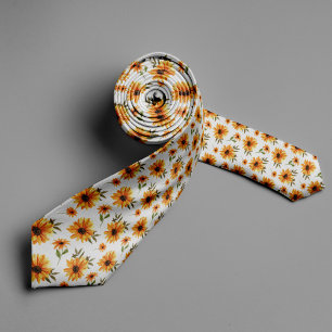 Yellow Flower Watercolor Floral Painting Neck Tie