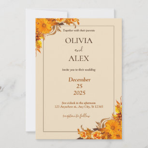 Yellow Flower  Wedding  Invitation