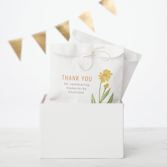 Yellow Flower with Bud Baby Shower Favor Bag (Party)