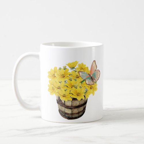 Yellow Flower with Butterfly Mug 