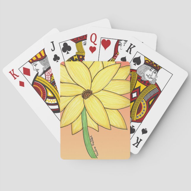 Yellow Flower with orange background Poker Cards (Back)