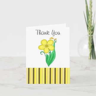 Yellow Flower With Stripes Thanks Thank You Card