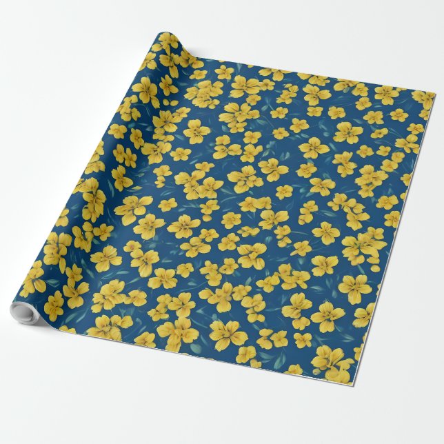 Yellow Flower Wrapping Paper (Unrolled)