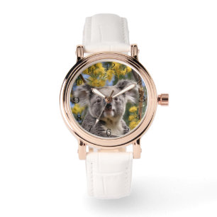 Yellow Flowering Wattle Tree With A Koala, Watch
