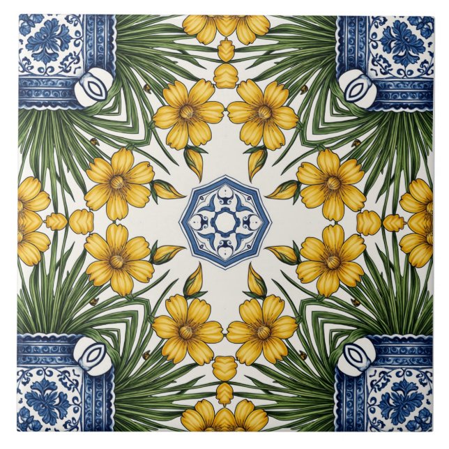 Yellow Flowers 1 Ceramic Tile (Front)
