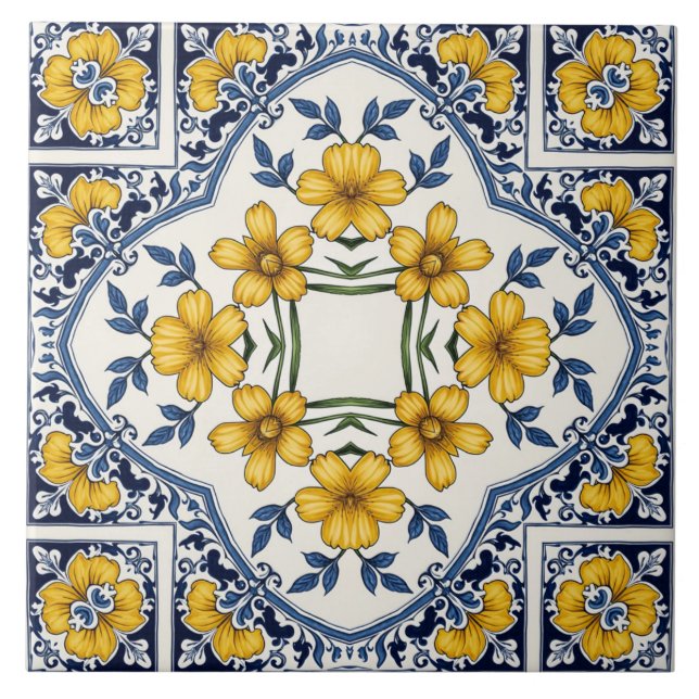 Yellow Flowers 2 Ceramic Tile (Front)