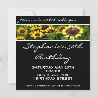 Yellow Flowers 30th Birthday Party Invitation