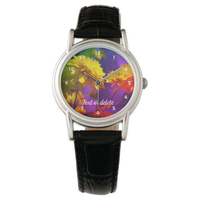 Yellow Flowers Abstract Personalized  Watch (Front)