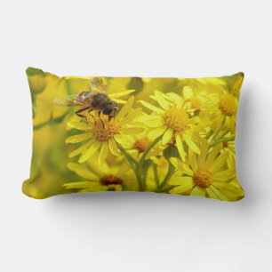 Yellow flowers and a Bee Decorative Throw Pillow