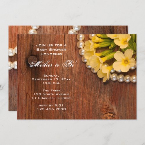 Yellow Flowers and Barn Wood Baby Shower Invitation