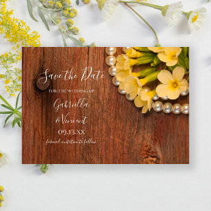 Yellow Flowers and Barn Wood Wedding Save the Date