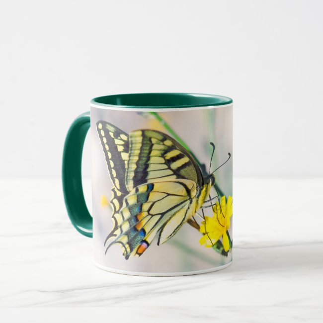 Yellow Flowers and Beautiful Butterfly Mug