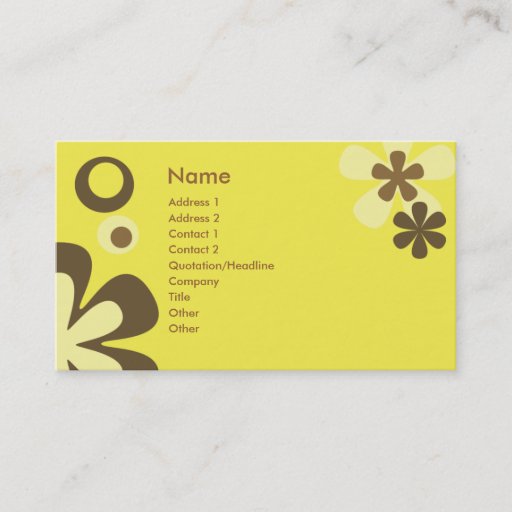 Customizable Yellow FLowers and dots Business Card Templates