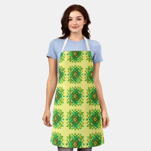 Yellow Flowers and Geometric Shapes Apron