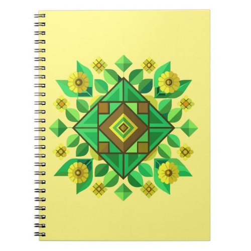 Yellow Flowers and Geometric Shapes Notebook