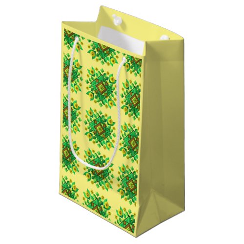 Yellow Flowers and Geometric Shapes Small Gift Bag