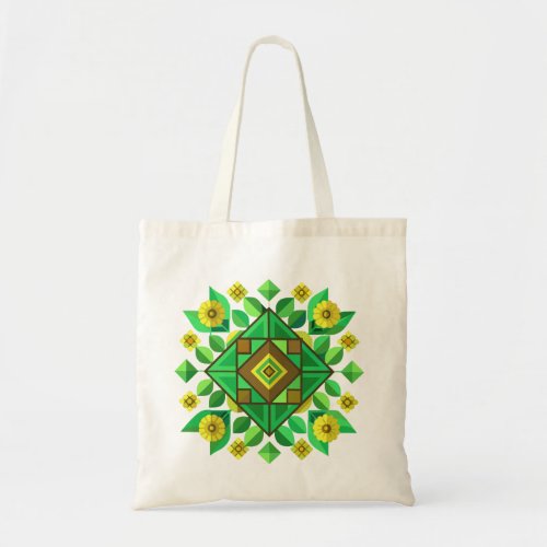 Yellow Flowers and Geometric Shapes Tote Bag