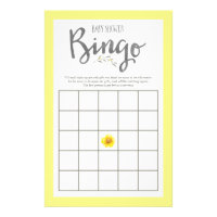 Yellow Flowers and Grey Leaves Wreath Baby Shower Stationery