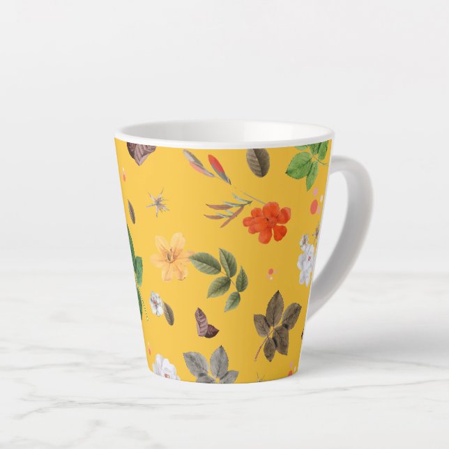 Yellow Flowers and White Roses 10 Latte Mug (Right Angle)