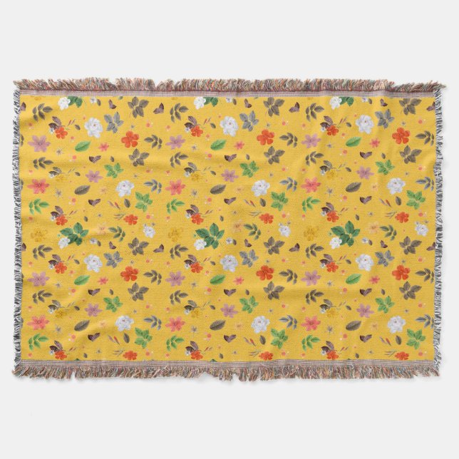 Yellow Flowers and White Roses 10 Throw Blanket (Front)