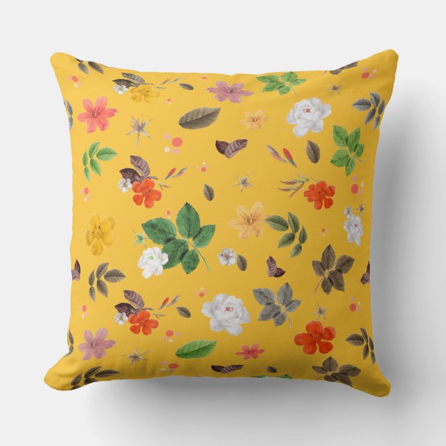 Yellow Flowers and White Roses 10 Throw Pillow (Front)