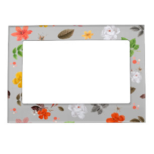 Yellow Flowers and White Roses 11 Magnetic Frame