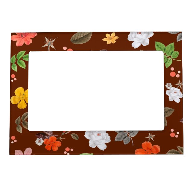 Yellow Flowers and White Roses 12 Magnetic Frame (Front)