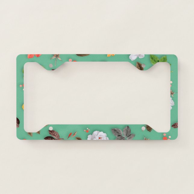 Yellow Flowers and White Roses 14 License Plate Frame (Front)