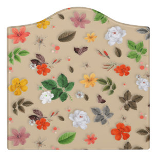 Yellow Flowers and White Roses 17 Door Sign