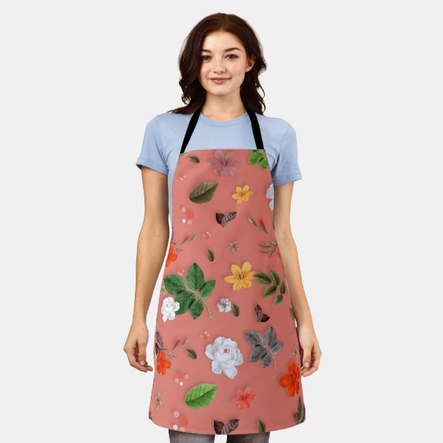 Yellow Flowers and White Roses 19 Apron (Worn)