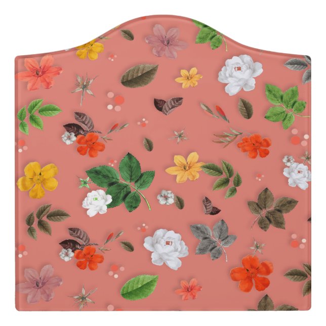 Yellow Flowers and White Roses 19 Door Sign (Large Crest Front)