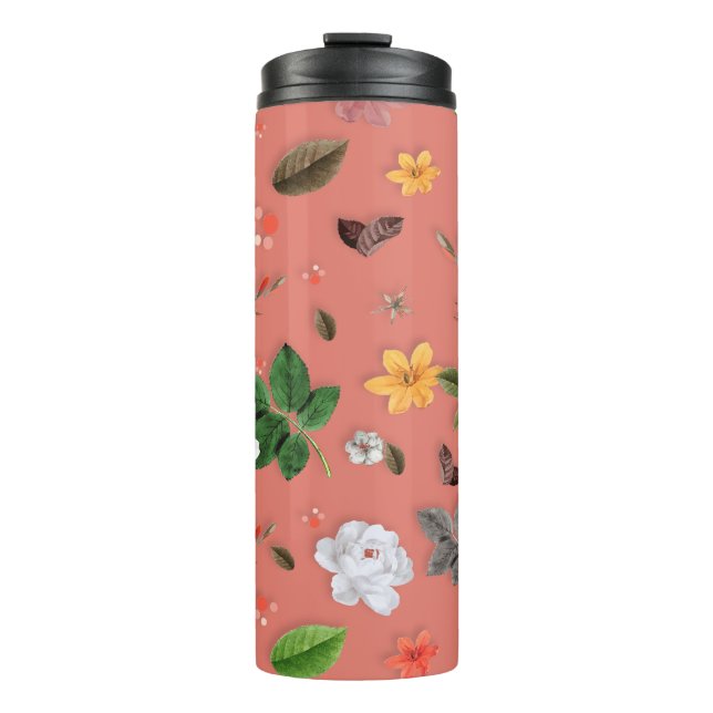 Yellow Flowers and White Roses 19 Thermal Tumbler (Front)