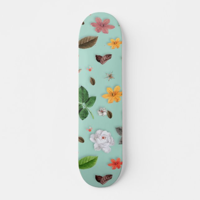Yellow Flowers and White Roses 22 Skateboard (Front)