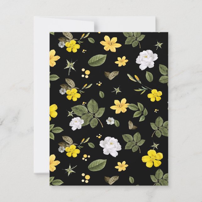 Yellow Flowers and White Roses 2 Note Card (Front)