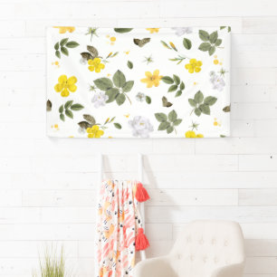 Yellow Flowers and White Roses 3 Banner