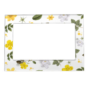 Yellow Flowers and White Roses 3 Magnetic Frame