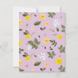 Yellow Flowers and White Roses 5 Note Card