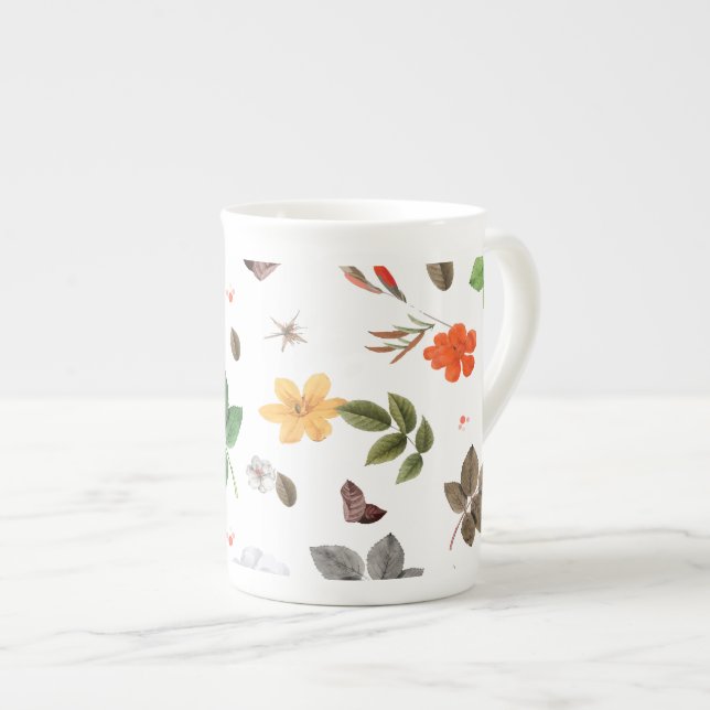 Yellow Flowers and White Roses 7 Bone China Mug (Front Right)