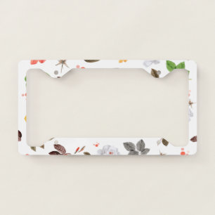 Yellow Flowers and White Roses 7 License Plate Frame