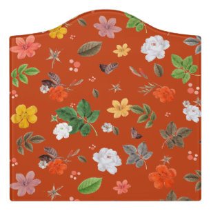 Yellow Flowers and White Roses 9 Door Sign