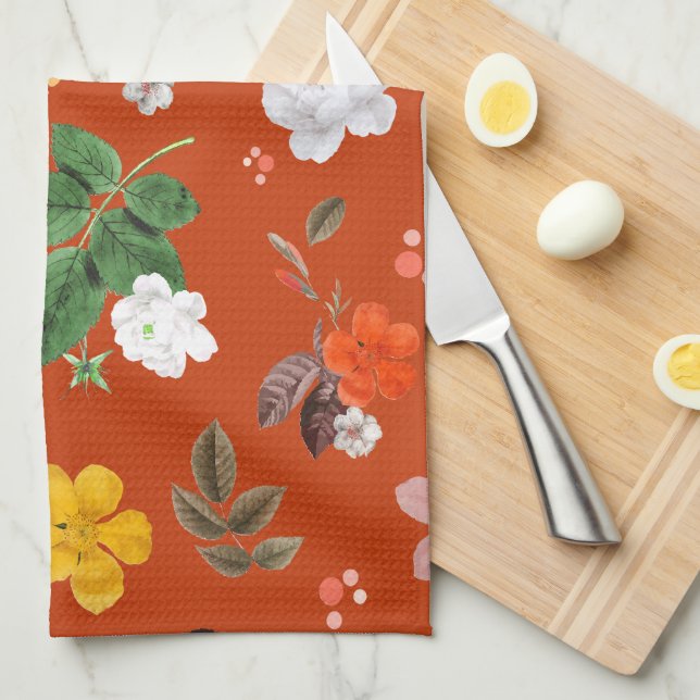 Yellow Flowers and White Roses 9 Kitchen Towel (Quarter Fold)