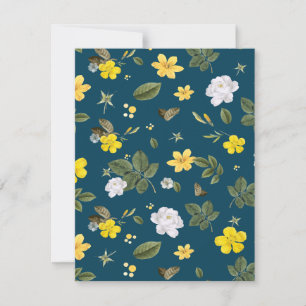 Yellow Flowers and White Roses Note Card