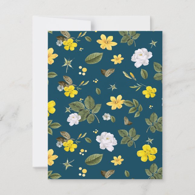Yellow Flowers and White Roses Note Card (Front)