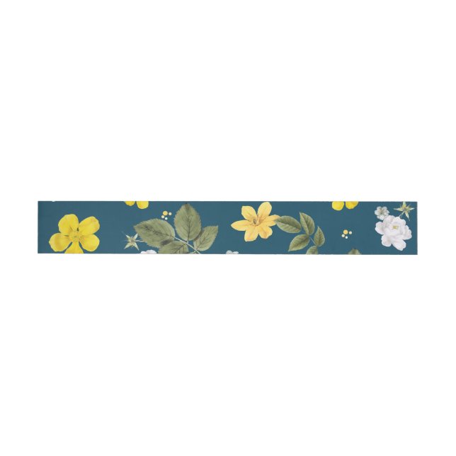 Yellow Flowers and White Roses Wrap Around Address Label (Individual)