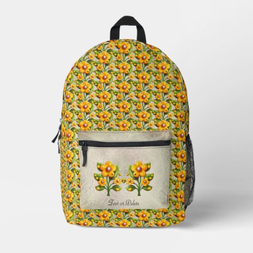 Yellow Flowers Backpack Cut Sew Bag