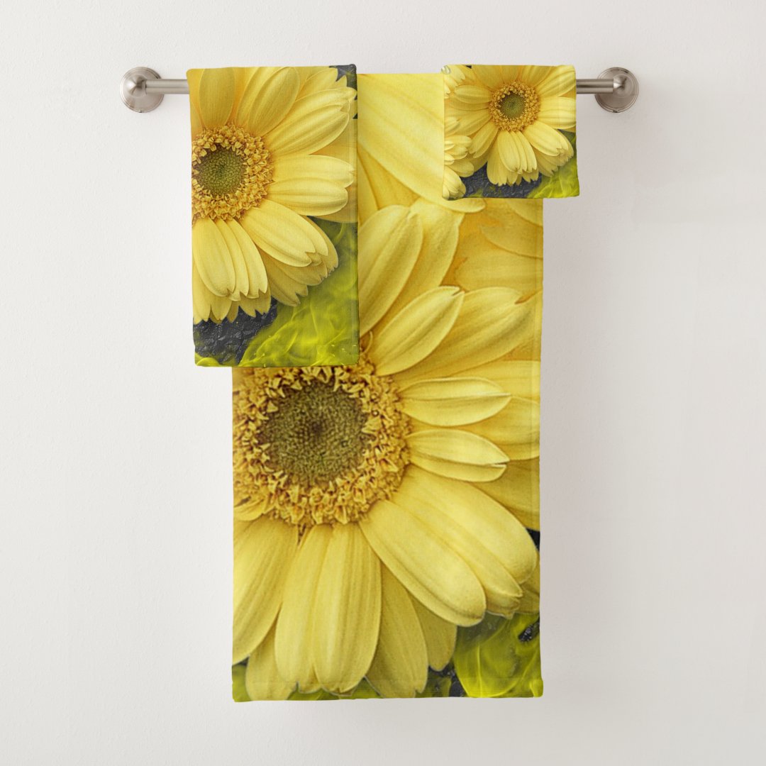 Yellow Flowers Bathroom Towel Set Zazzle