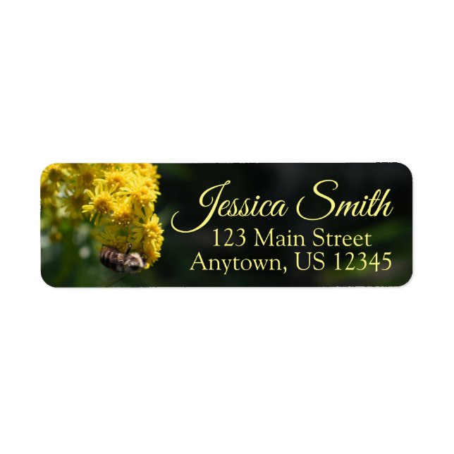 Yellow Flowers Bee Bumblebee Nature Photography Label (Front)